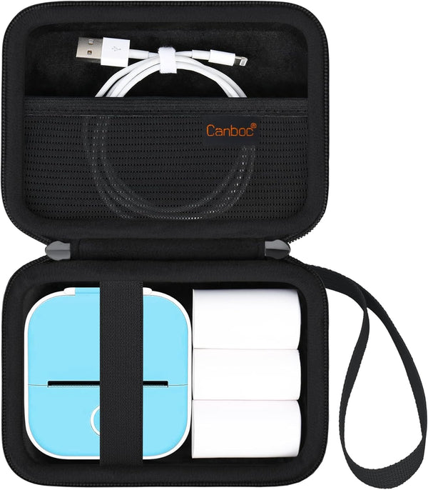 Canboc Carrying Case for Phomemo M02/T02 Mini Printer, Pocket Thermal Bluetooth Sticker Maker Box (Black)