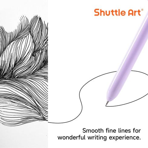 Retractable Pastel Gel Ink Pens, Shuttle Art 15 Pack, 0.5mm Fine Point for Writing Journaling