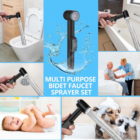NESTLEAP Matte Black Handheld Bidet Sprayer for Toilet - Durable ABS Bathroom Jet for Feminine Hygiene, Baby Cloth