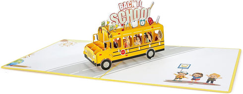 CUTPOPUP Back to School Card Pop Up, Handmade 3D Bus Birthday Greeting Card (School Bus)