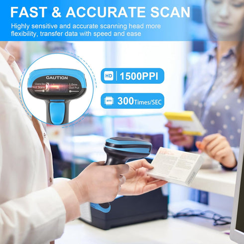 onewscan 1D 2.4G Barcode Scanner Wireless Laser Bar Code Scanners with Stand Wireless & USB Wired Connection Plug