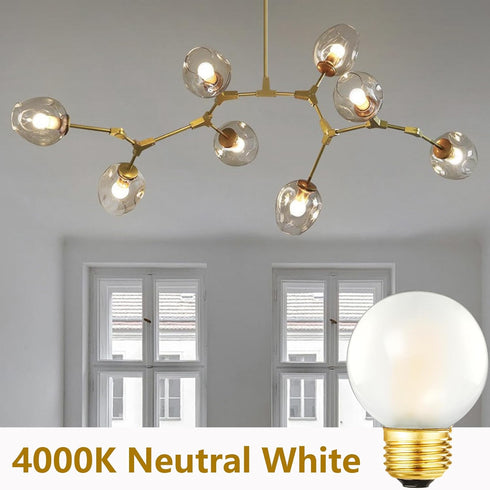 G16.5 Bulb 4W 40W Bulb, Dimmable G16 1/2 Bulb 4000k,400LM AC120V, E26 Bulbs Vanity,6Pack (4W-4000K) Frosted LED Equal