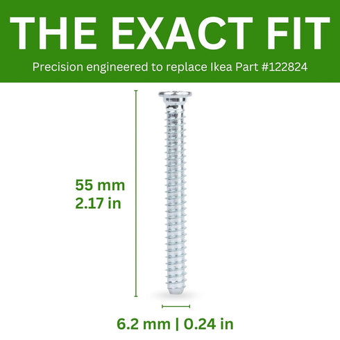 Spare Hardware Parts Replacement for IKEA Furniture, Euro Screw with Neck, Pack of 10