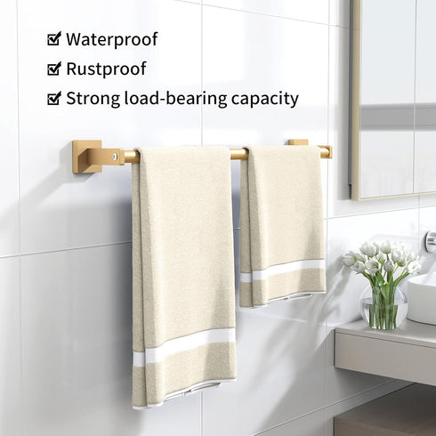 24" 2 Pack MKO Towel Bar for Bathroom, Towel Racks for Bathroom Hanger Wall Mounted, Hand Towel Holder Rod with Metal