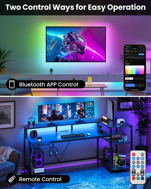 16.4ft, 64 Pak LED Lights for Bedroom Smart RGB+IC LED Strip Lights with App/Remote Control, Music Sync Color Changing