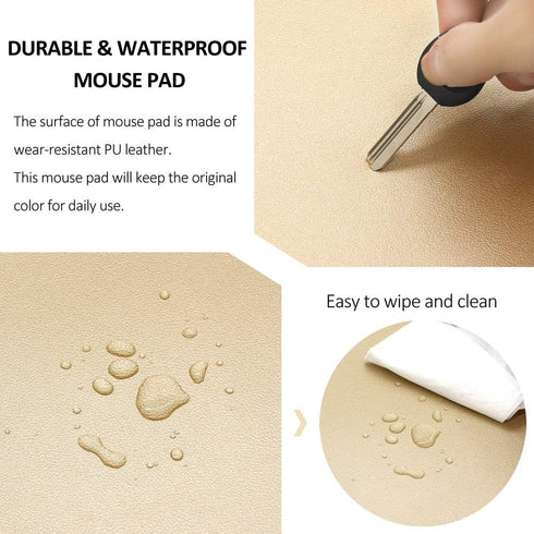ProElife Mouse Pad for Computer, Anti Slip Round Waterproof PU Leather 8.66-Inch Circular Mousepad (Gold)