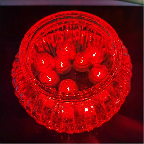 Submersible LED Lights, Flameless Waterproof Tea Light Candle for Party Decorations, Underwater Vases Light (Red)