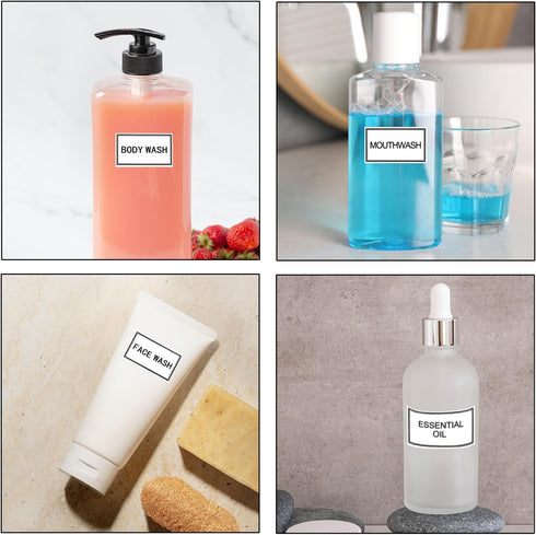 Alrhso 24 PCS Waterproof Labels for Bottles Bathroom Labels Shampoo Label Waterproof White Dish Soap for Bottles Travel