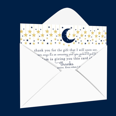 Twinkle Little Star Baby Shower Thank You Cards with Envelopes (25 Pack), Customizable Space for Handwritten Note