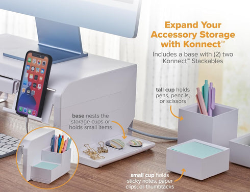 Bostitch Konnect Adjustable Monitor Riser with Drawer, Cell Phone Stand & Pencil Holder, Laptop Stand for Desk