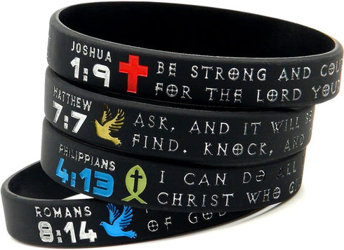 Inkstone Symbols of Faith Bible Bracelets with Christian Symbols Scripture Silicone Rubber Wristbands