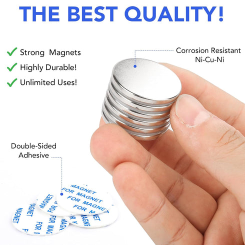 MIKEDE 6 Pack Super Strong Adhesive Backing Magnets, Heavy Duty Neodymium Disc Magnets for Craft, Office, DIY, 1.26
