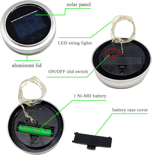 20 10 Pack SmilingTown Solar Light for Mason Jars LED Outdoor Fairy String Light Lids with Hangers for Jar Lantern