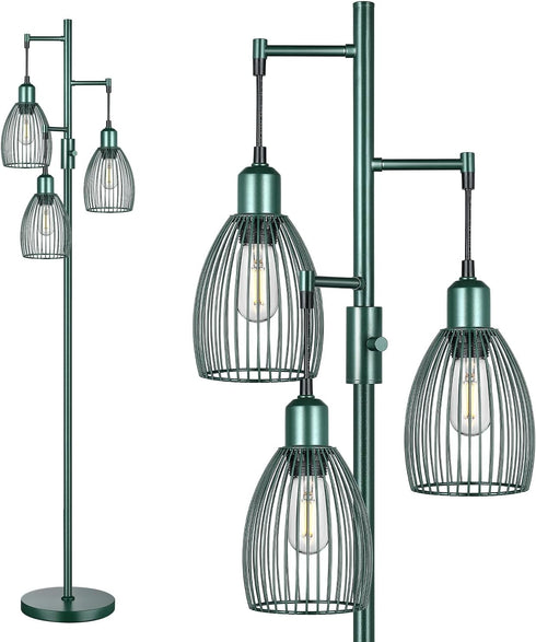 Torondo Dimmable Industrial Floor Lamps for Living Room, Green Tree Standing Tall