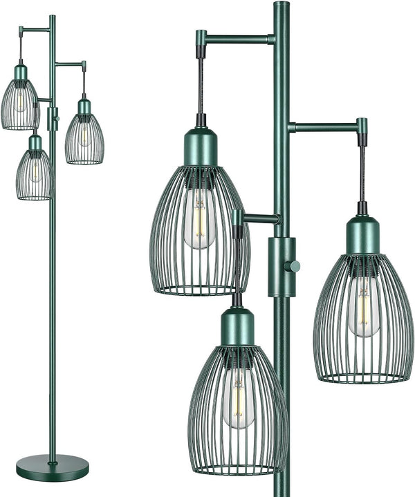 Torondo Dimmable Industrial Floor Lamps for Living Room, Green Tree Standing Tall