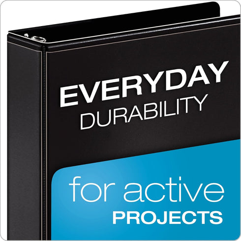 Cardinal 3 Ring Binder, Durable 3 Inch Performer ClearVue Binder, 625-Sheet Capacity, Customizable Covers, Black