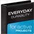 Cardinal 3 Ring Binder, Durable 3 Inch Performer ClearVue Binder, 625-Sheet Capacity, Customizable Covers, Black