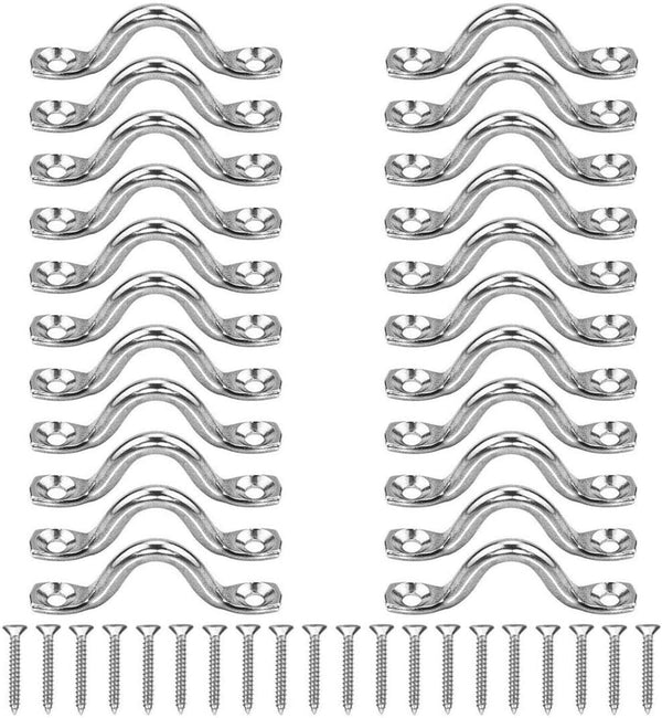 22Pcs M5 316 Stainless Steel Eye Straps Ceiling Wall Mount U Hook with Screws