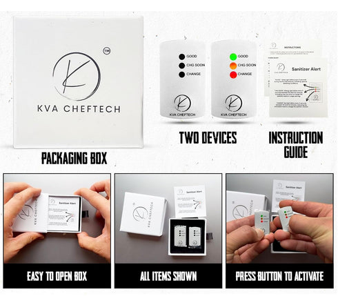 KVA Cheftech Pack 2 Sanitizer Alert - Restaurant and Food Service Sanitizer Pail Warning, Health Inspection Standards