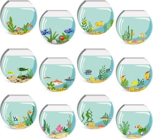 Perkoop 12 Pack Funny Sticky Notes, 3 x 3 Inch Adult Fishbowl Shaped Note Pads, Colorful Self Stick Note Pads for