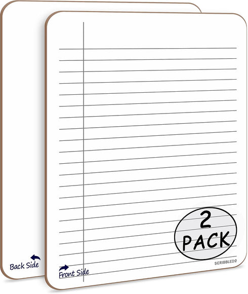 SCRIBBLEDO Dry Erase 5"x7" Mini Notebook, College Ruled Lined Board 2 Pack Reusable Writing Note Pad