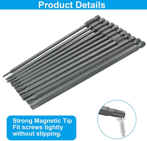vibedor 11 Set, Set S2 6 Inch Enthusiasts150mm Pcs Durable Torx Screwdriver Security Tamper Proof Bit Steel Magnetic
