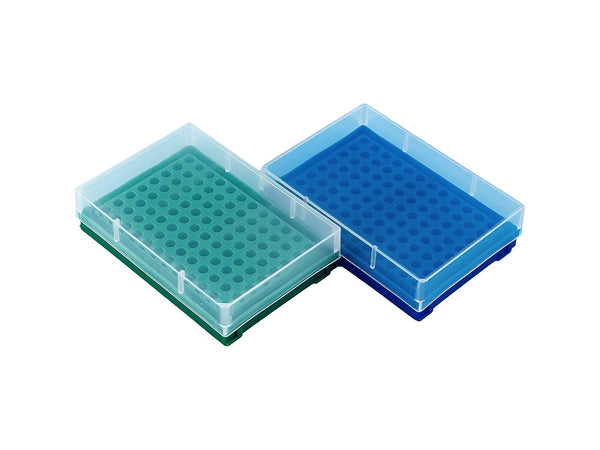 96 Wells PCR Tube Rack for 0.2ml 0.1ml Strips, Non-Skirted PCR Plate Lid, Pack of 2
