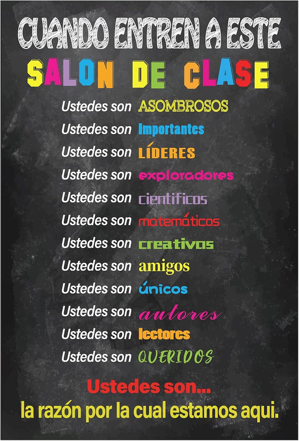 WaaHome Spanish Classroom Decorations, 12''x18'' Motivational Spanish Poster for Back to School Teacher Supplies,