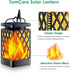 2 Pack(Black) TomCare Solar Lights Outdoor Flickering Flame Solar Lantern Outdoor Hanging Lanterns Decorative Outdoor