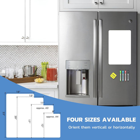 Magnetic Whiteboard for Fridge, Small Dry Erase Board with 4 Markers and 1 Eraser, 23 x 15 Inches