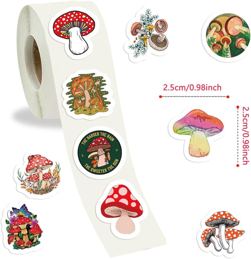MAQIYI 500Pcs 10 Mushroom Rolls Small Stickers Cute Circle Teacher Supplies Stickers Classroom Designs Motivational