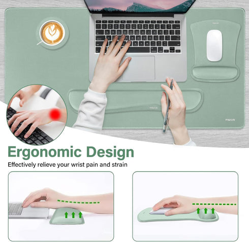 MOSISO Keyboard Mouse Pad Set, Large Gaming Mouse Pad & Wrist Rest, Ergonomic Non-Slip Mousepad with Memory Foam
