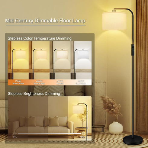 Dimmable Dimmable Temperature,2700k-6500k,67 BoostArea Floor Lamp for Living Room,Arc Sofa Lamps with Remote