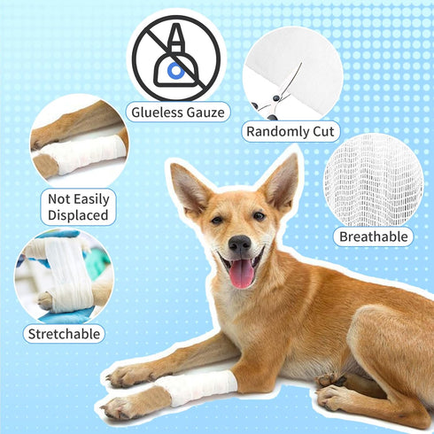 12 Pack 6 Inch 5 Cling Gauze Rolls x Yard, White Rolled Gauze Wraps Vet Wrap for Horses, Pure Cotton Bandage Wrap