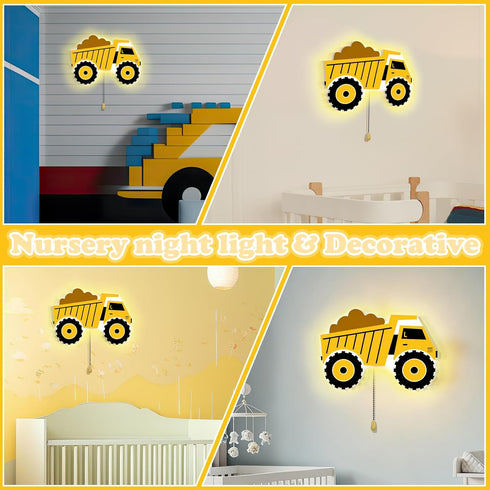 Aurelema Construction Themed Night Light Wall Lamp Sleeping Nursery Lighting Cute Floating Battery Operated Hanging