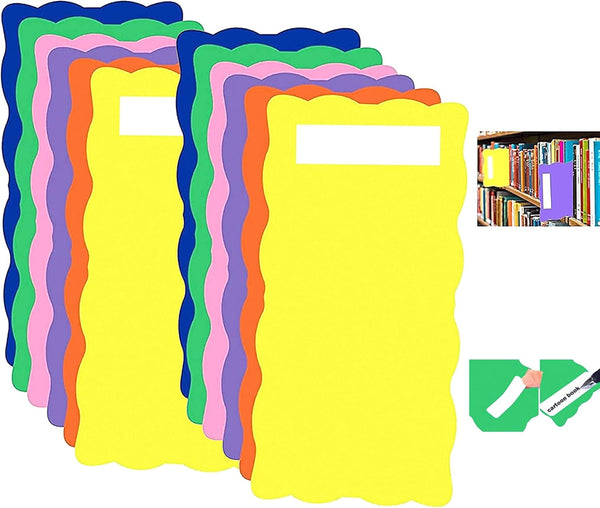 wootile Library Shelf Dividers for Shelves with 24Pcs Blank Stickers 6"x 12" Colored