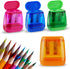 Sonuimy 4 Pcs Manual Pencil Sharpeners, Dual Holes Compact Colored Handheld Pencil Sharpener for Kids with Lid Adults