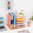 Marbrasse Rose Gold Desk Organizer with 5-Tier Paper Letter Tray, Drawer and 2 Pen Holder