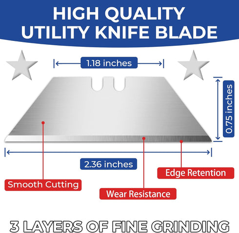 DIYSELF Utility Knife Blades, 100 Pack Box Cutter Blades Refills with Dispenser for Razor Knife Replacement