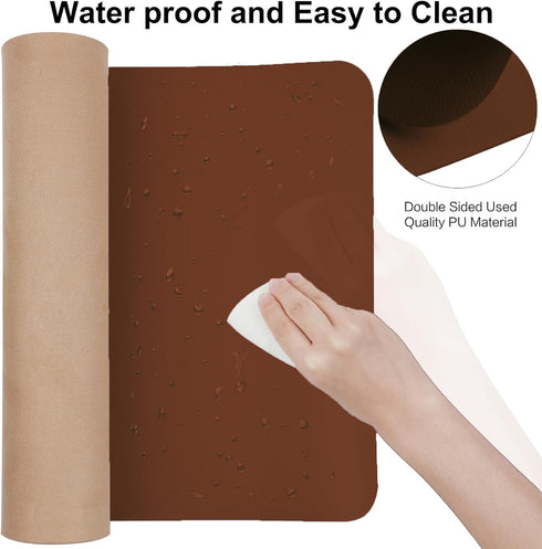 Boutilon XXXL-Brown Leather Desk Pad, 47"x 24" Large Waterproof Business Desk Mat for Keyboard and Mouse