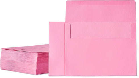 Invitation Envelopes, 100-Pack A7 5x7 Envelopes in Pink, 5 1/4 x 7 1/4 Inches