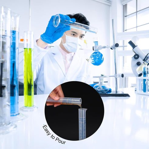 PATIKIL 50ml PP Plastic Graduated Cylinder, 3 Pack Hex Base White Graduations for Lab Home Use