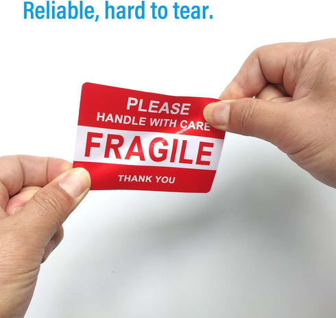 Fragile Stickers, Vinyl Laminated for Shipping Packing, Weather Resistant UV Protected, Removable, 50 Labels (2.5x3.5