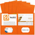 RAZCC 50 Pack Two Pocket Folders, Fit Letter Size Paper, Pockets for School Office Business Home (Orange)