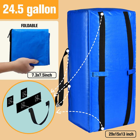 Moving Bags, Storage Totes, Extra Large Storage Bags for Moving Supplies, College Dorm Essentials, Bedroom Closet, Packing Bags with Backpack Handles Zipper Compatible with IKEA Frakta Cart(2 Pack) by HAPPY CHEERS