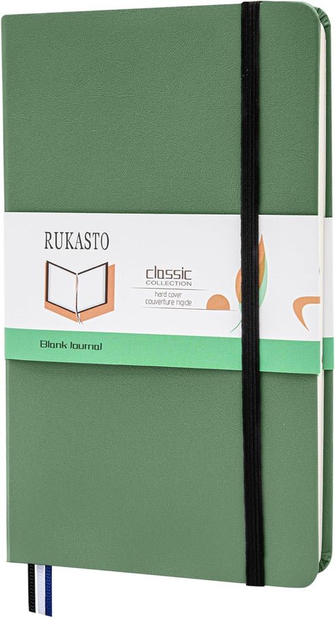Hardcover Notebook Blank Journal Sketchbook for Drawing, Medium 5.5 by 8.4 Inch, 100 GSM Thick Paper in Green