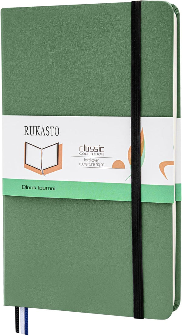 Hardcover Notebook Blank Journal Sketchbook for Drawing, Medium 5.5 by 8.4 Inch, 100 GSM Thick Paper in Green