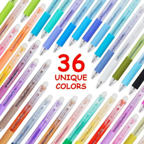 WUXIPREP 0.7mm (36 Retractable Erasable Gel Pens Clicker,Fine Point Smooth Writing Pens,Cute Pens For Writing