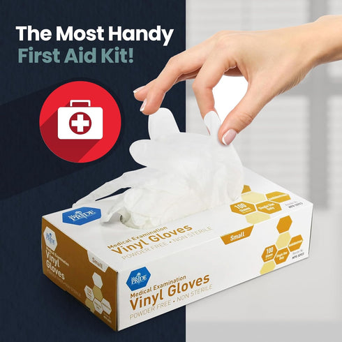 MedPride Powder-Free Vinyl Exam Gloves, Small, Box of 100