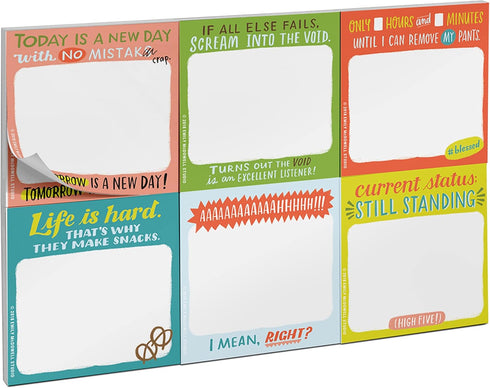 Em & Friends Daily Struggle Sticky Note Packet, 6 Sticky Note Pads Set, 2.75 x 2.75-Inches